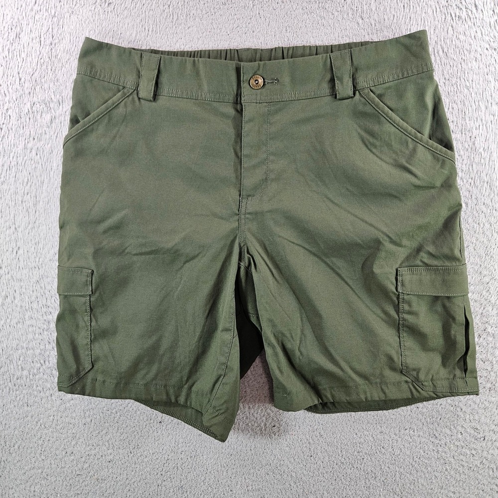 Duluth Trading Co Dry on the Fly Cargo Shorts Olive Green Womens 14 Hiking